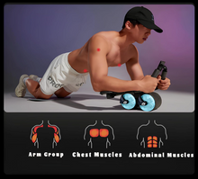 Cargar imagen en el visor de la galería, Rodillo abdominal con apoyabrazos, cronometro y alfombrilla para rodillas
