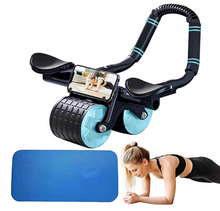 Cargar imagen en el visor de la galería, Rodillo abdominal con apoyabrazos, cronometro y alfombrilla para rodillas
