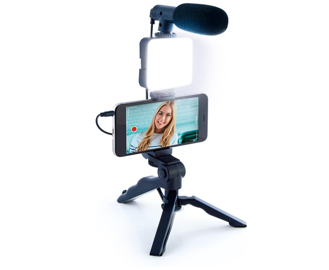 Set grabación móvil 3 en 1 (trípode + micro + luz)