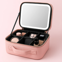 Cargar imagen en el visor de la galería, Organizador de maquillaje portátil con espejo LED
